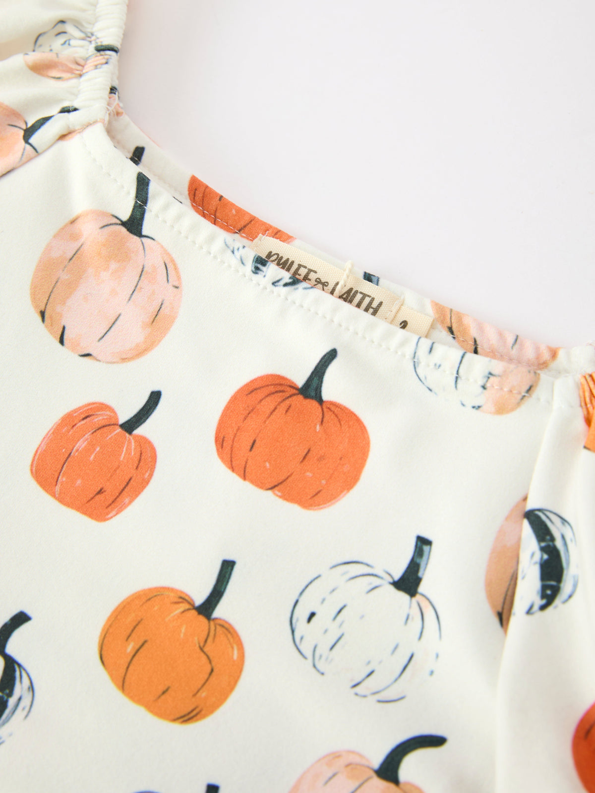 Rylee Faith Designs - Fall Pumpkin Puff Sleeve Girls Dress - alternate view 8