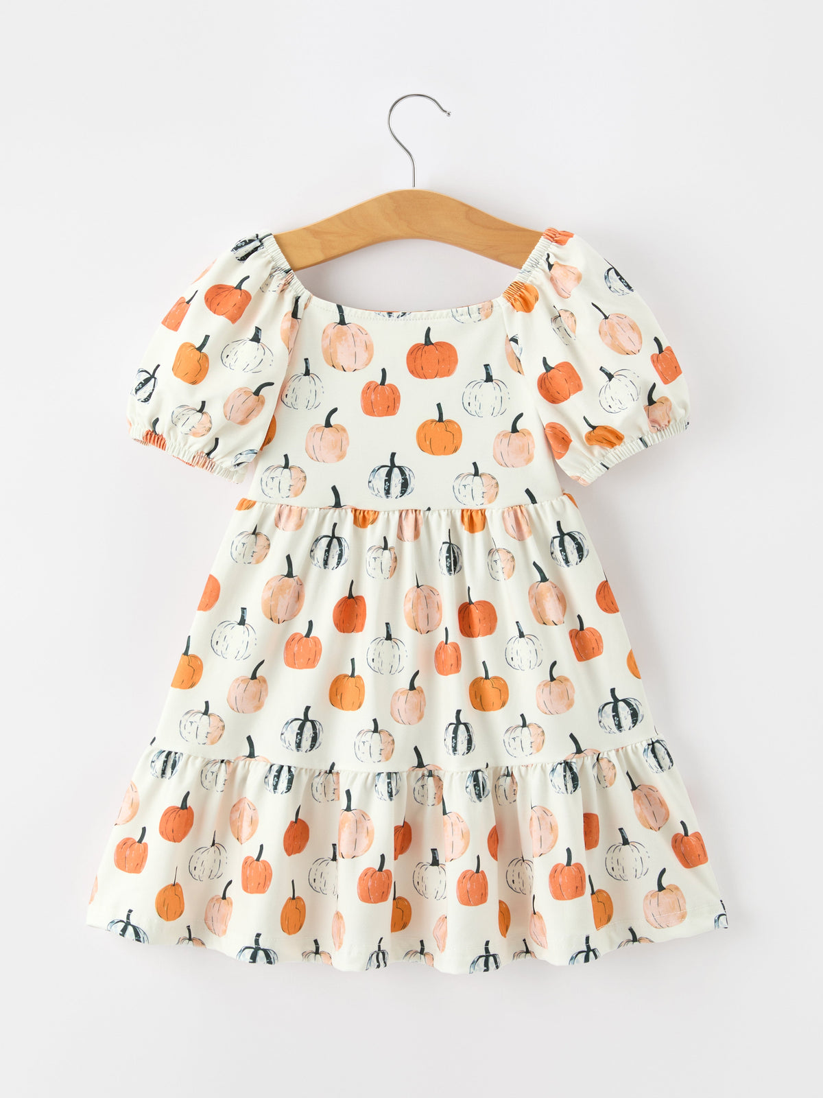 Rylee Faith Designs - Fall Pumpkin Puff Sleeve Girls Dress - alternate view 7