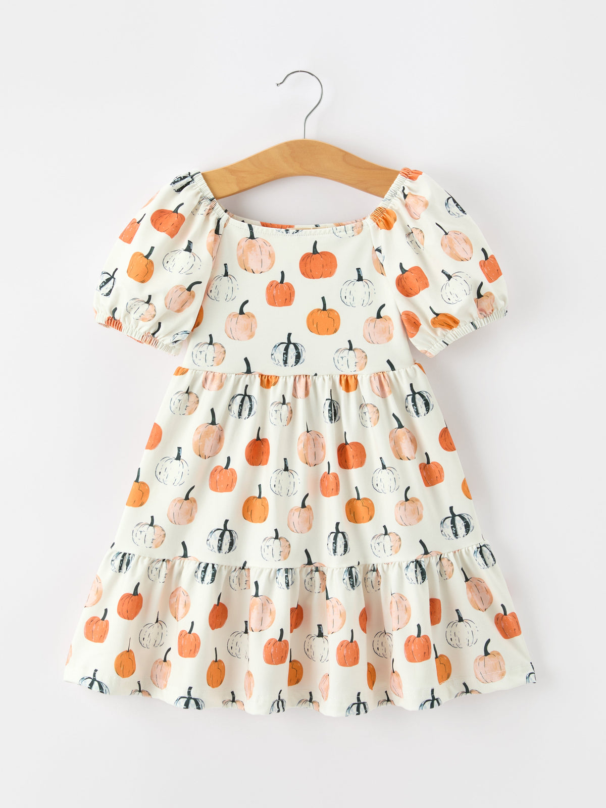 Rylee Faith Designs - Fall Pumpkin Puff Sleeve Girls Dress - alternate view 6