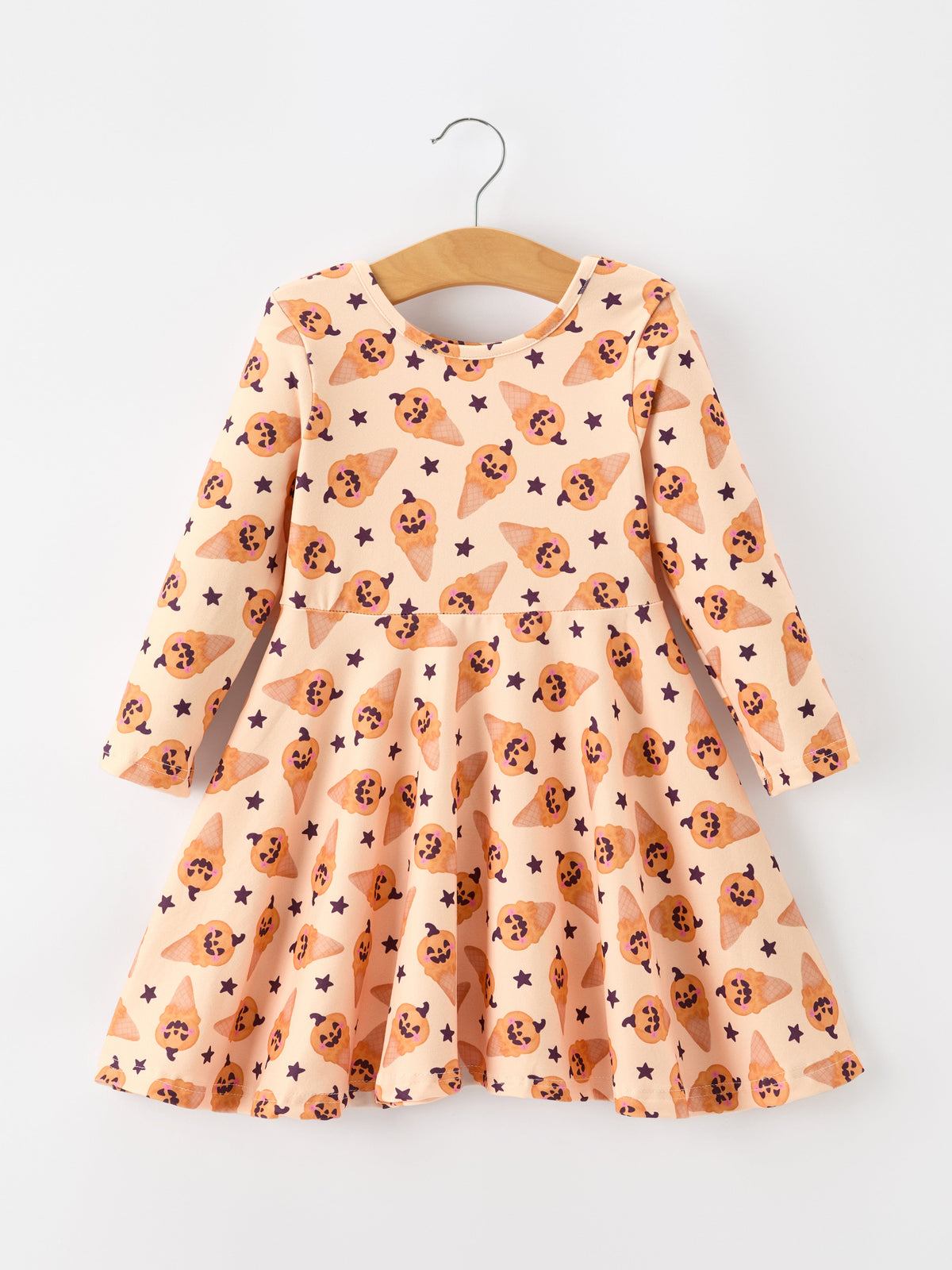 Rylee Faith Designs - Halloween Pumpkin Girls Long Sleeve Dress