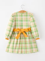 Rylee Faith Designs - Thanksgiving Turkey Applique Plaid Girls Long Sleeve Dress - alternate view 2