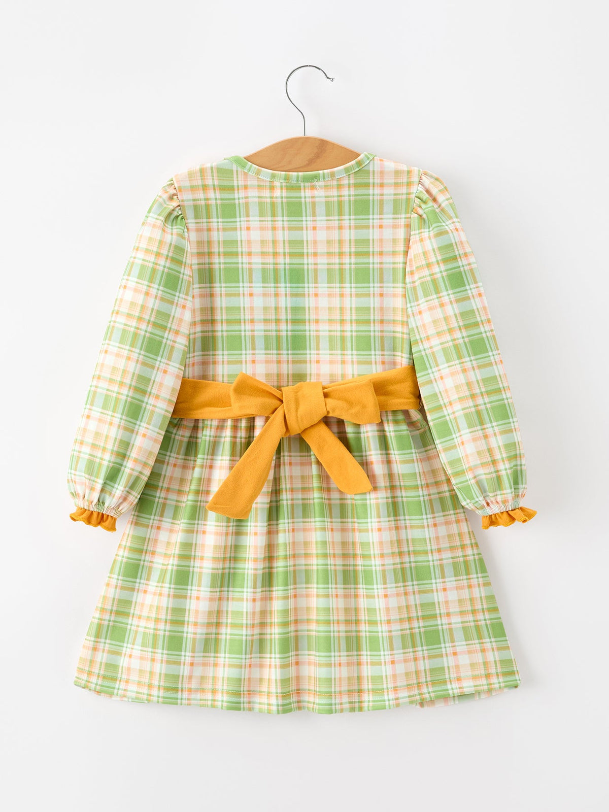 Rylee Faith Designs - Thanksgiving Turkey Applique Plaid Girls Long Sleeve Dress - alternate view 2
