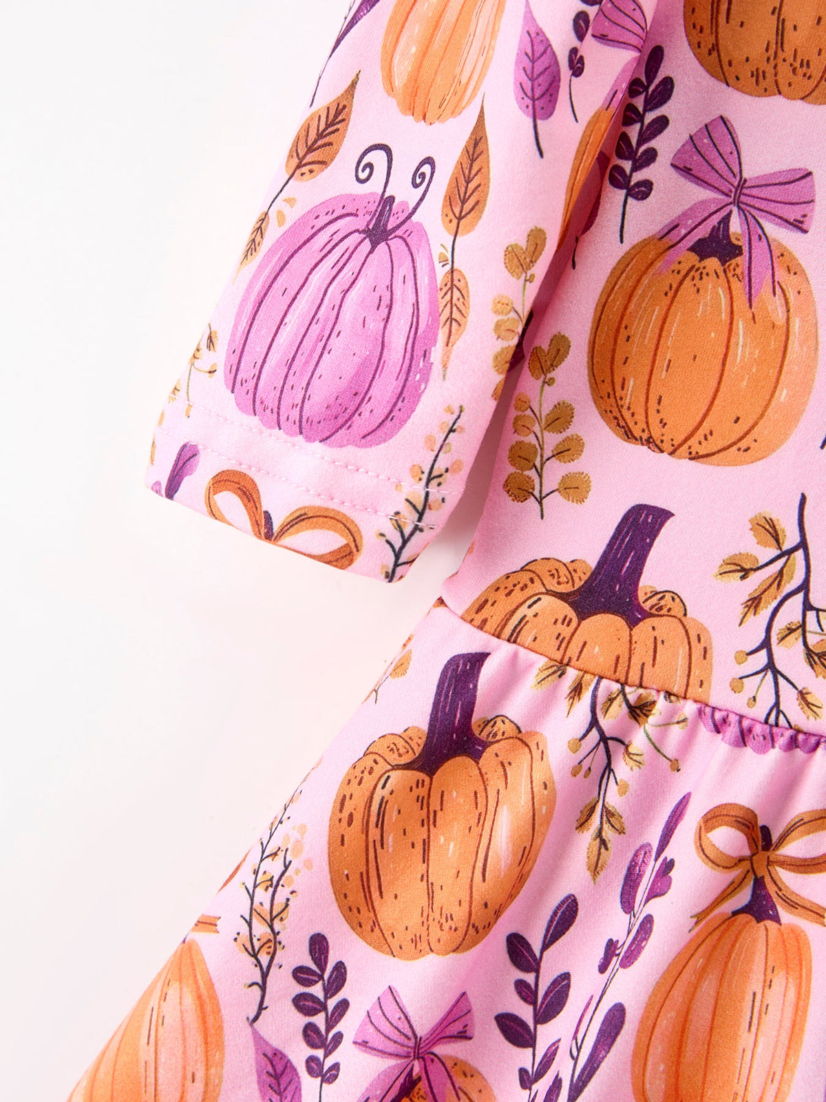 Rylee Faith Designs - Thanksgiving Halloween Pumpkin Bow Ruffled Girls Dress - alternate view 4