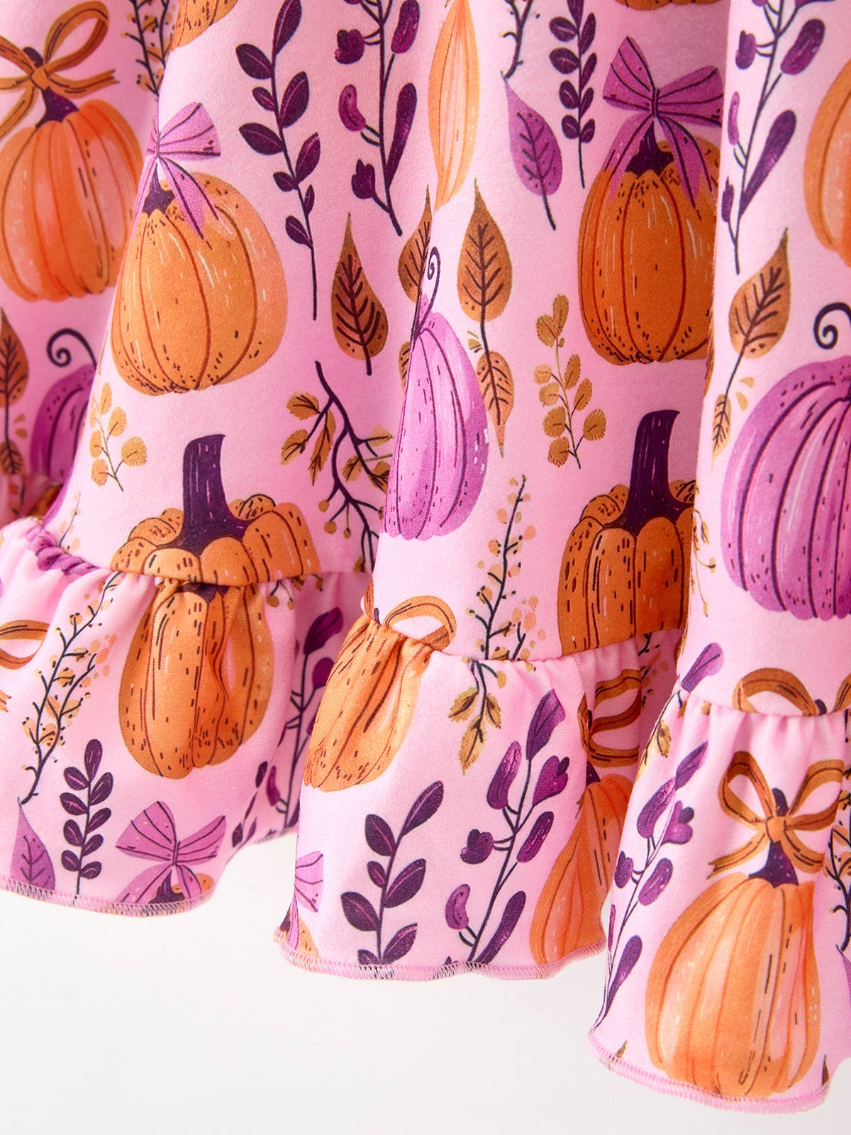 Rylee Faith Designs - Thanksgiving Halloween Pumpkin Bow Ruffled Girls Dress - alternate view 5
