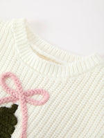 Rylee Faith Designs - Winter Christmas Tree Girls Knit Romper Bow Long Sleeve - alternate view 3