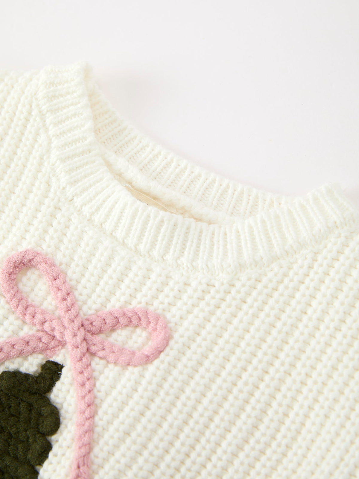 Rylee Faith Designs - Winter Christmas Tree Girls Knit Romper Bow Long Sleeve - alternate view 3