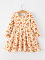 Rylee Faith Designs - Fall Pumpkin Floral Girls Twirl Dress Long Sleeve - alternate view 2