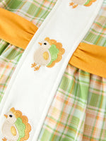 Rylee Faith Designs - Thanksgiving Turkey Applique Plaid Girls Long Sleeve Dress - alternate view 4