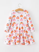 Rylee Faith Designs - Fall Pumpkin Print Girls Twirl Dress Long Sleeve - alternate view 2