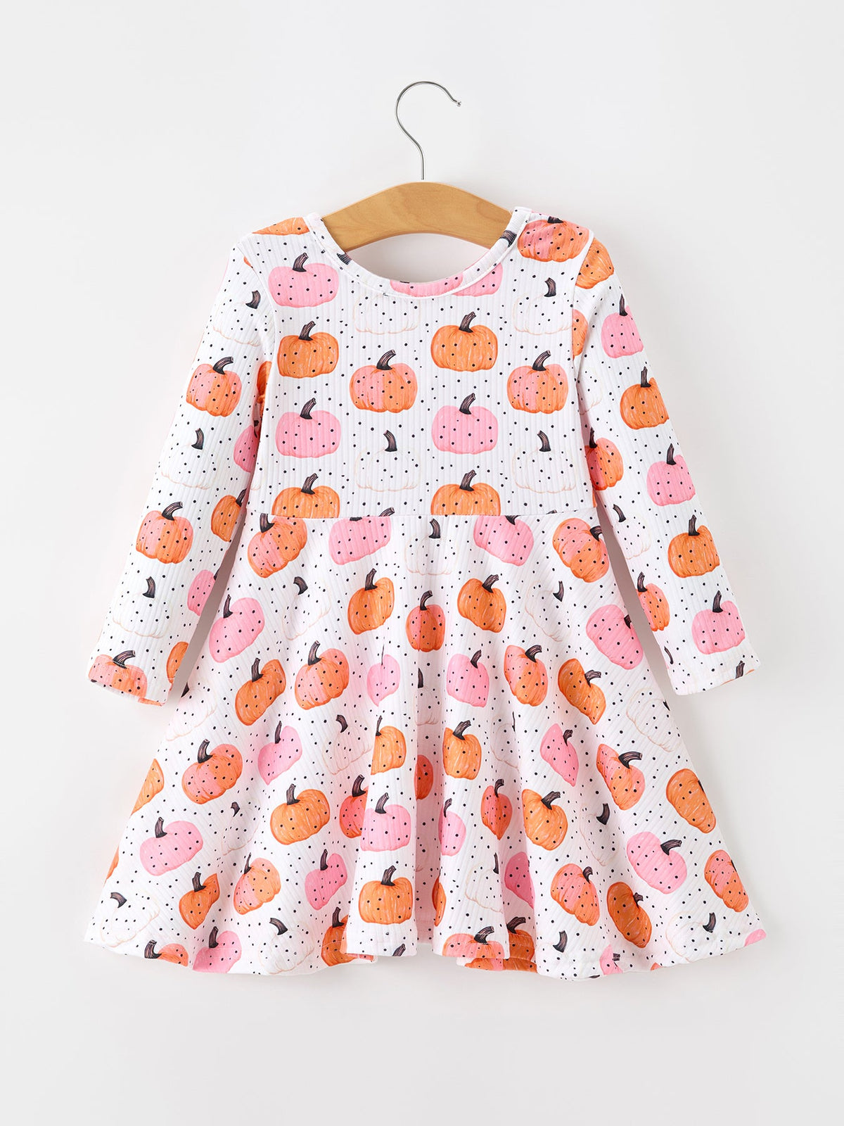 Rylee Faith Designs - Fall Pumpkin Print Girls Twirl Dress Long Sleeve - alternate view 2