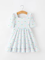 Rylee Faith Designs - Fall Pumpkin Bow Plaid Girls Ruffle Hem Dress