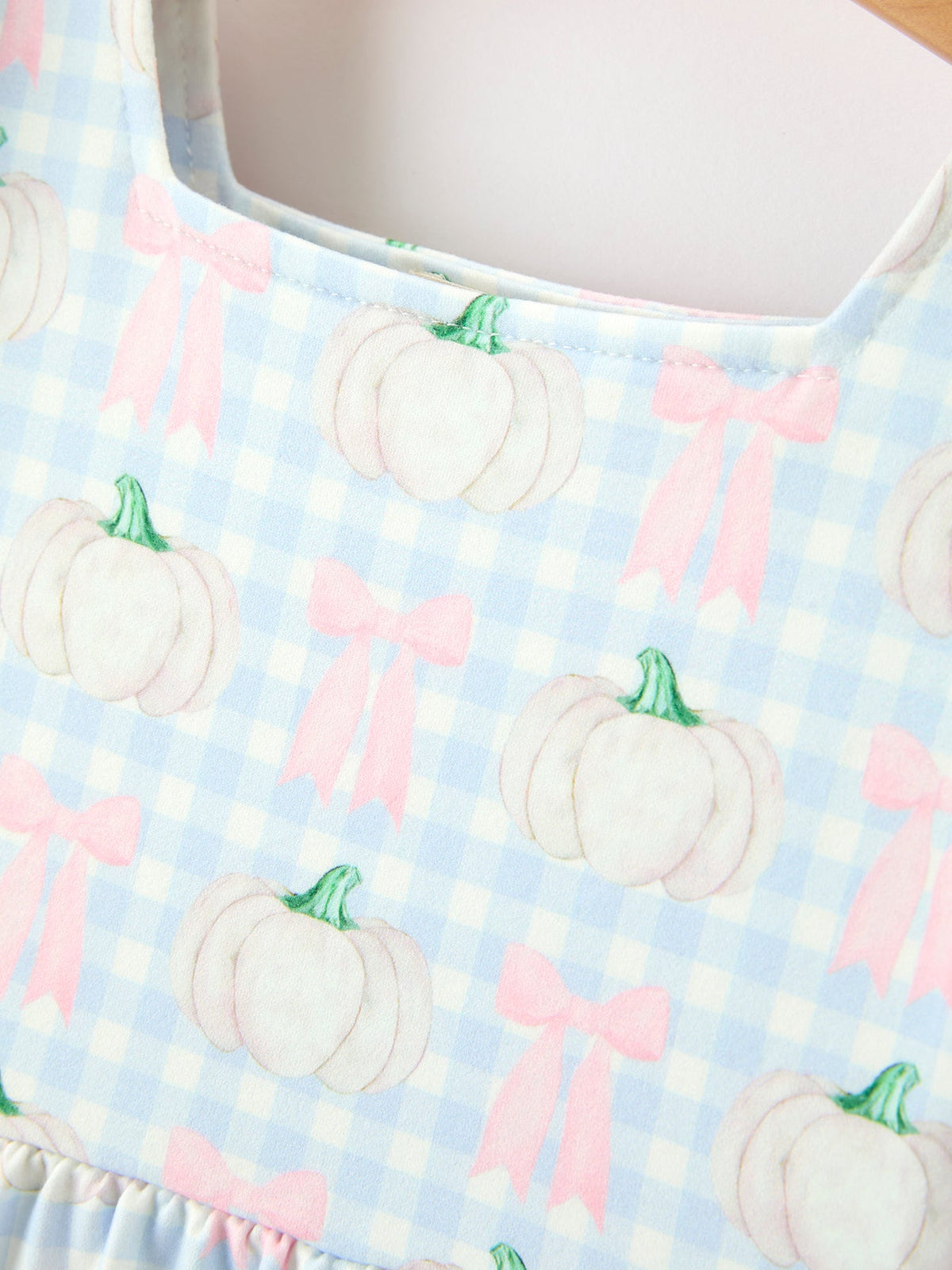 Rylee Faith Designs - Fall Pumpkin Bow Plaid Girls Ruffle Hem Dress - alternate view 3