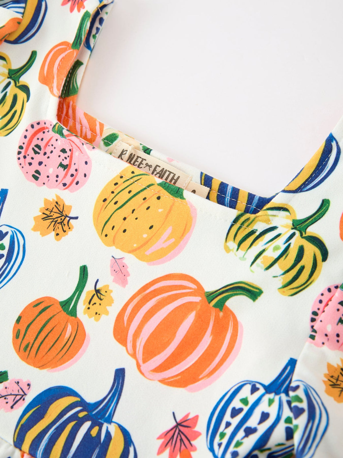 Rylee Faith Designs - Halloween Pumpkin Print Girls Ruffle Hem Dress - alternate view 8