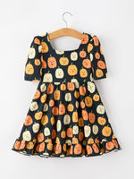 Rylee Faith Designs - Halloween Pumpkin Print Square Neck Girls Dress - alternate view 2