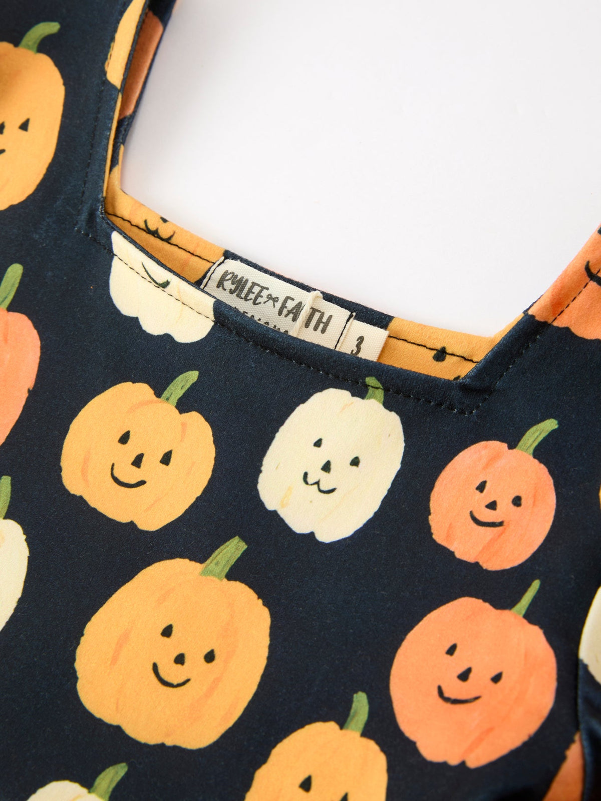 Rylee Faith Designs - Halloween Pumpkin Print Square Neck Girls Dress - alternate view 3