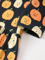 Rylee Faith Designs - Halloween Pumpkin Print Square Neck Girls Dress - alternate view 4