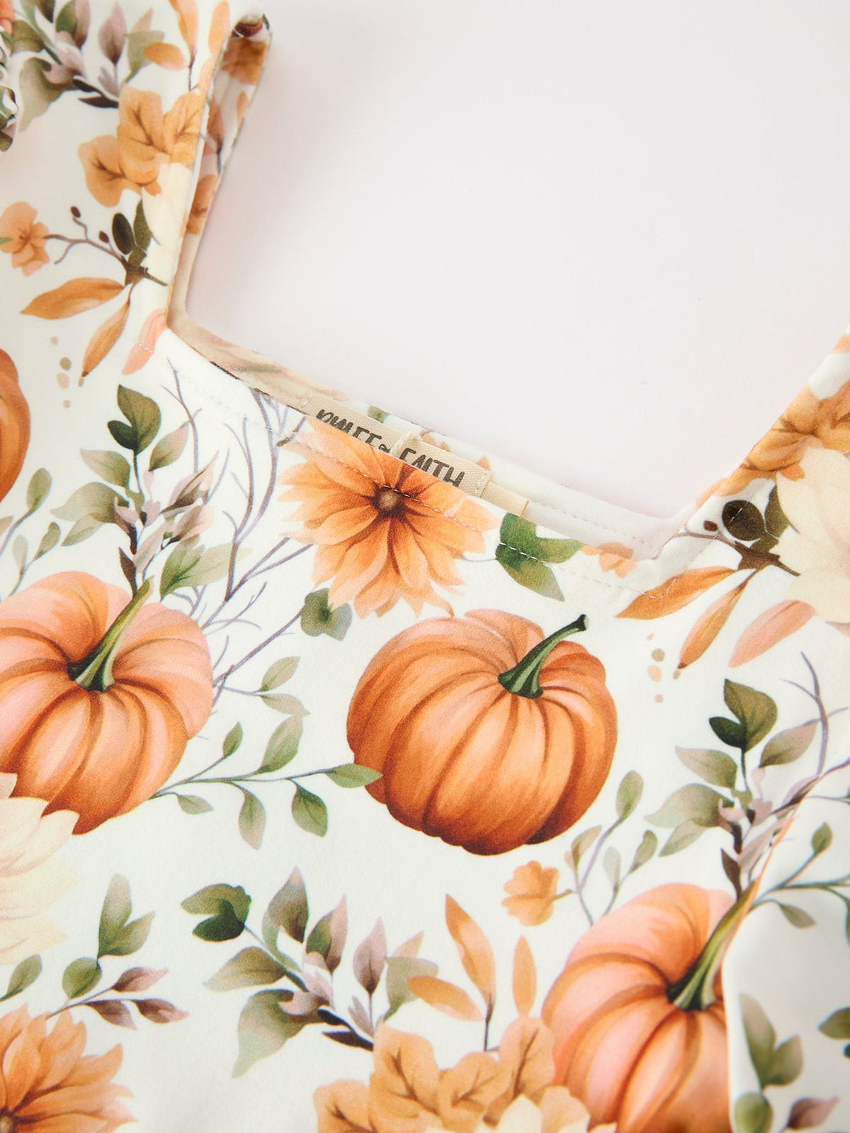 Rylee Faith Designs - Fall Pumpkin Floral Girls Ruffle Hem Dress - alternate view 3