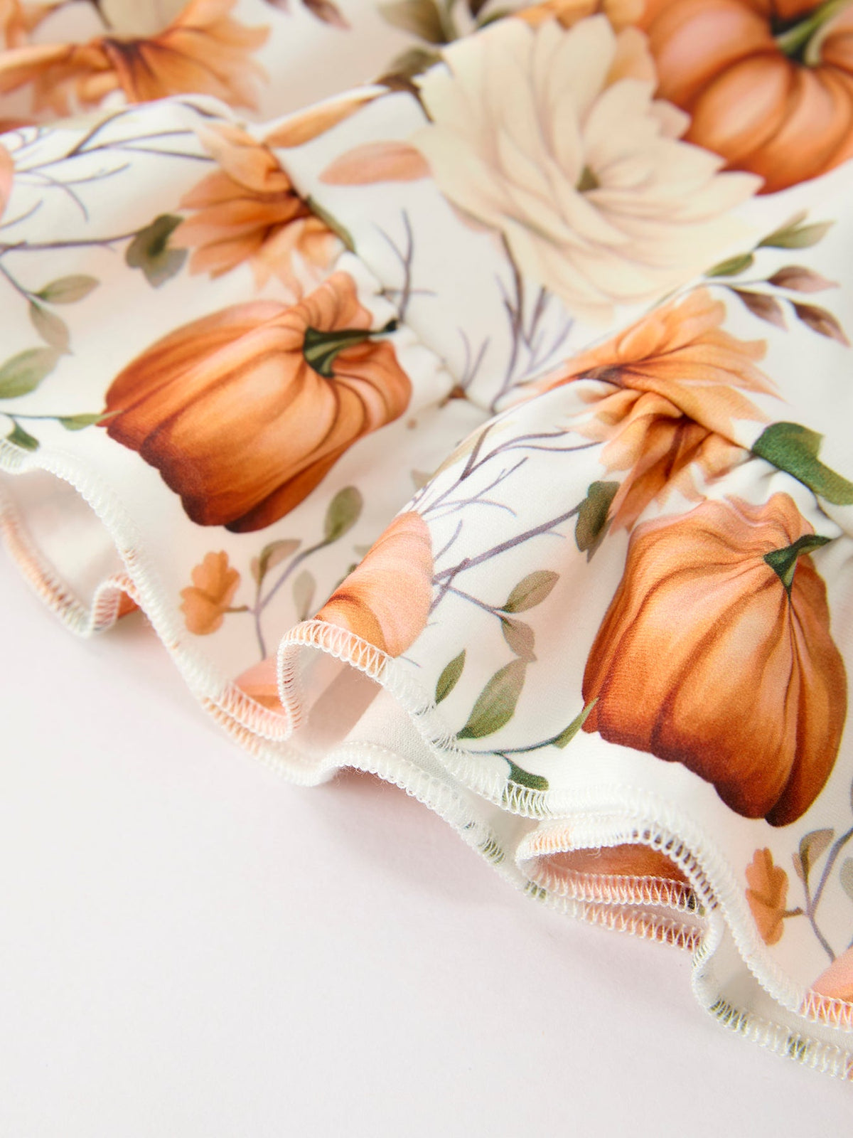 Rylee Faith Designs - Fall Pumpkin Floral Girls Ruffle Hem Dress - alternate view 5