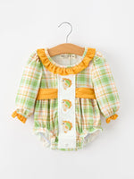 Rylee Faith Designs - Thanksgiving Turkey Plaid Baby Girl Bubble Romper