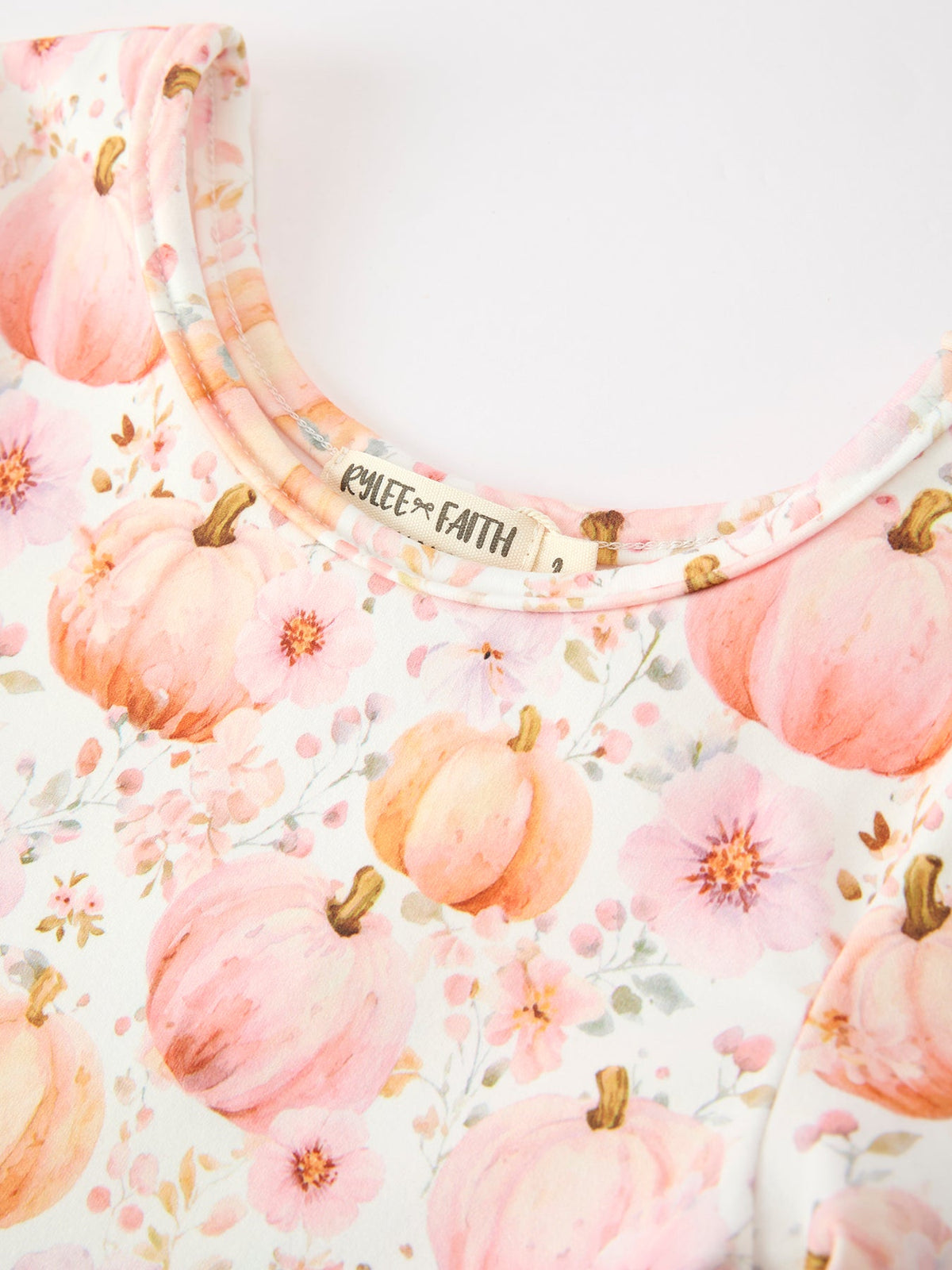 Rylee Faith Designs - Fall Pink Pumpkin Girls Long Sleeve Twirl Dress - alternate view 8