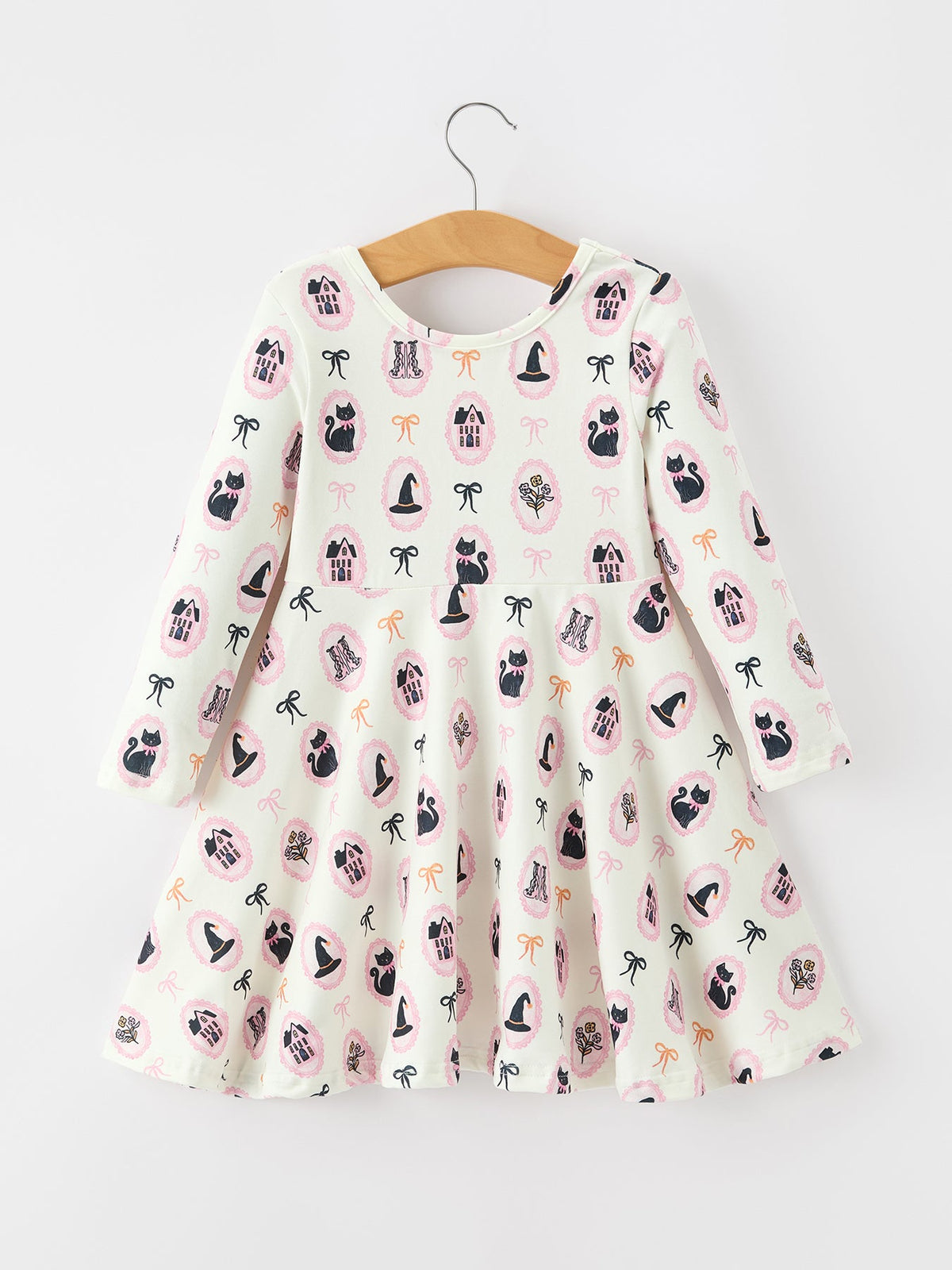 Rylee Faith Designs - Halloween Vintage Cameo Print Girls Twirl Dress - alternate view 7