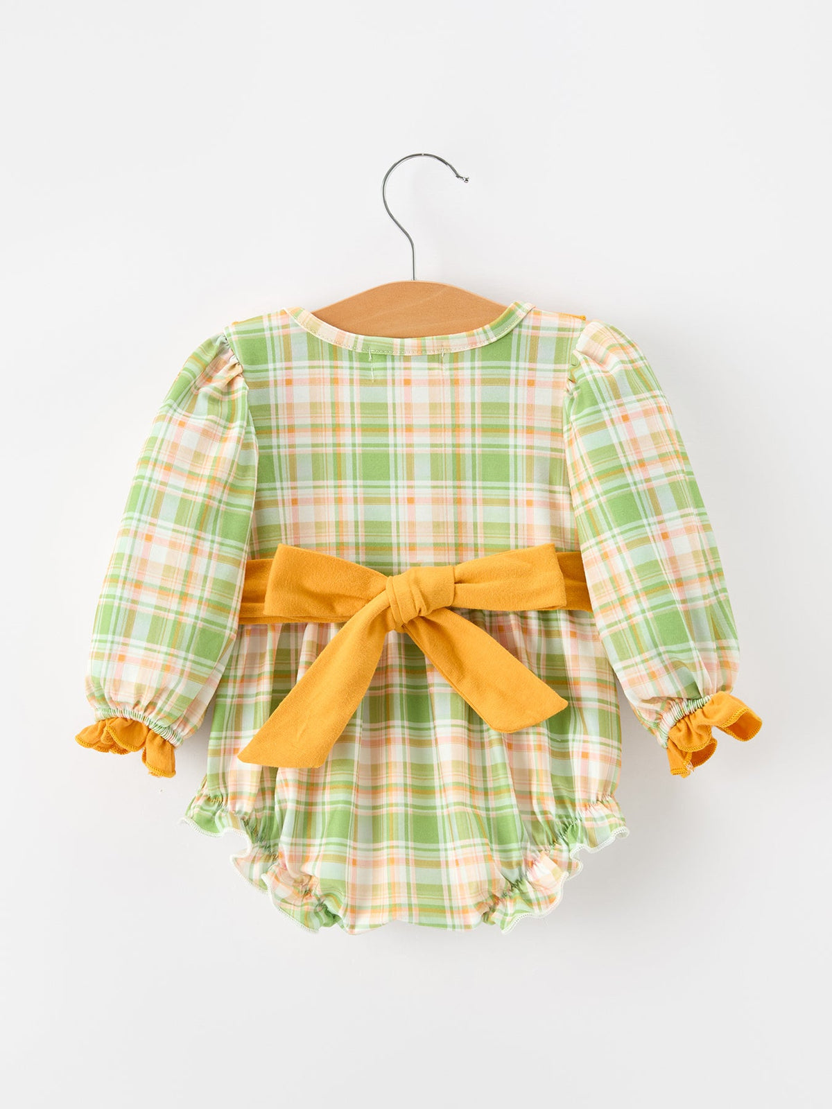 Rylee Faith Designs - Thanksgiving Turkey Plaid Baby Girl Bubble Romper - alternate view 2