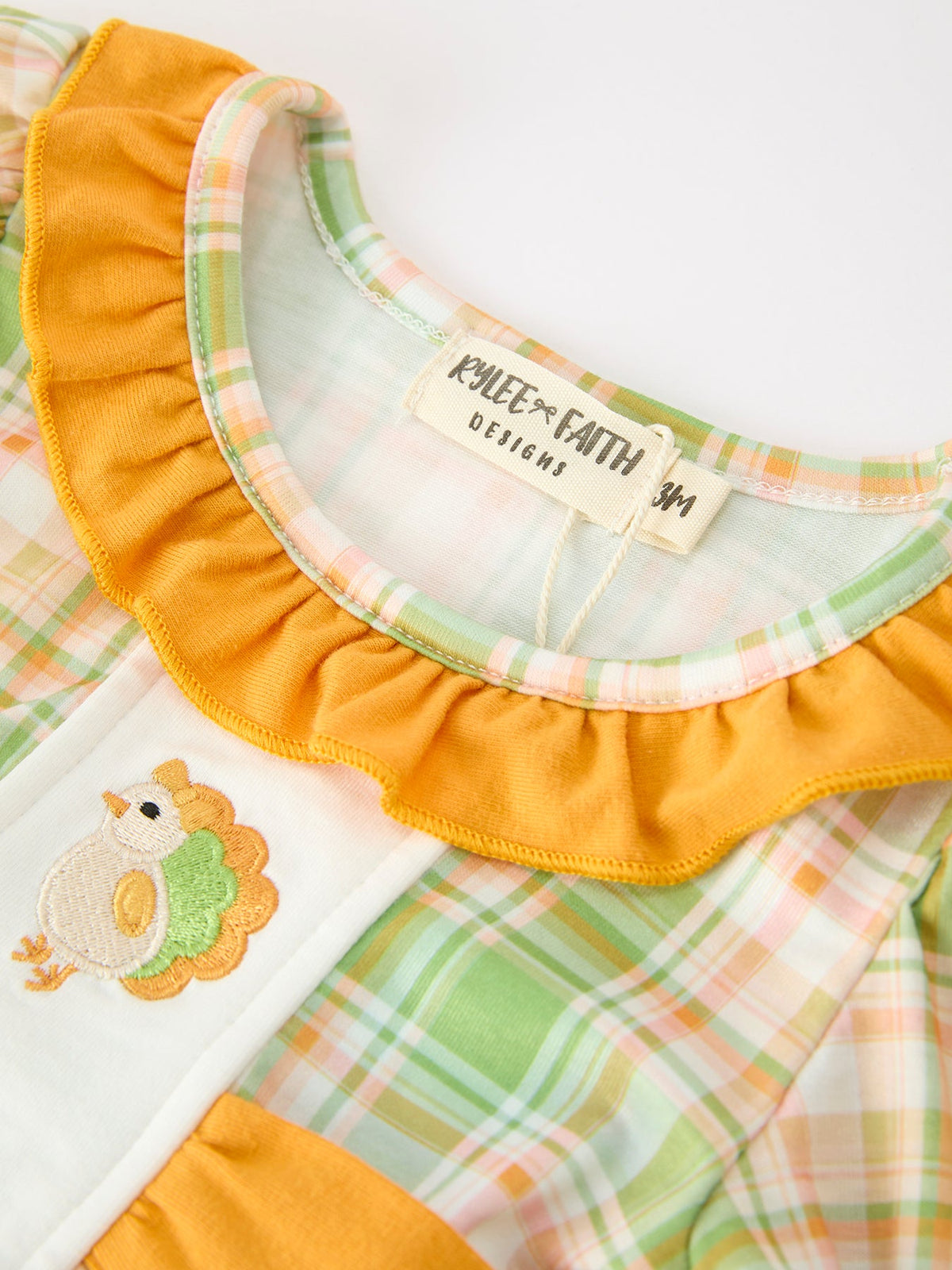 Rylee Faith Designs - Thanksgiving Turkey Plaid Baby Girl Bubble Romper - alternate view 3