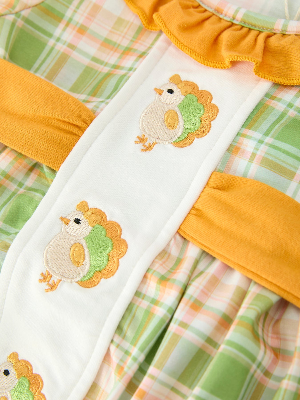 Rylee Faith Designs - Thanksgiving Turkey Plaid Baby Girl Bubble Romper - alternate view 4