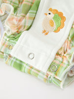 Rylee Faith Designs - Thanksgiving Turkey Plaid Baby Girl Bubble Romper - alternate view 5