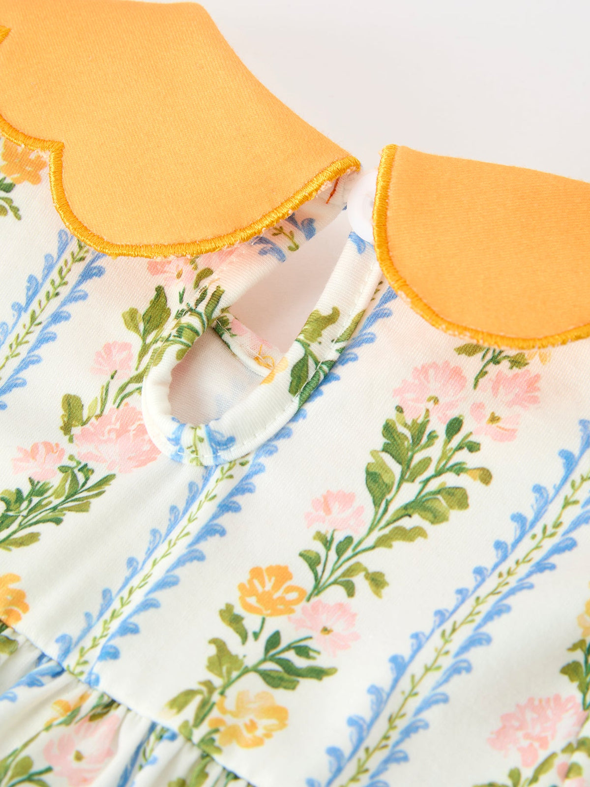 Rylee Faith Designs - Fall Smocked Floral & Stripe Baby Girl Dress with Scallop Collar - alternate view 5