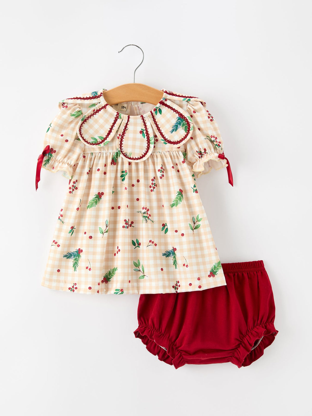 Rylee Faith Designs - Fall Gingham Baby Bloomer Set Ruffle Collar Bow - alternate view 5