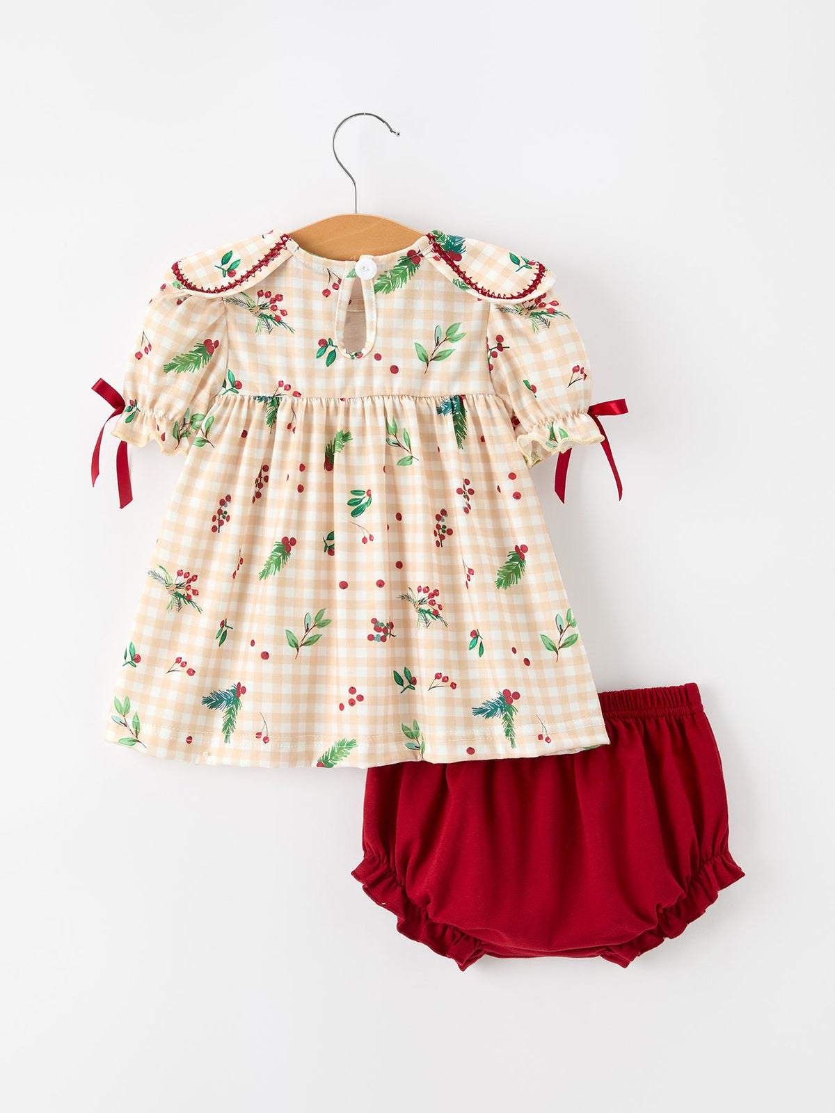 Rylee Faith Designs - Fall Gingham Baby Bloomer Set Ruffle Collar Bow - alternate view 6