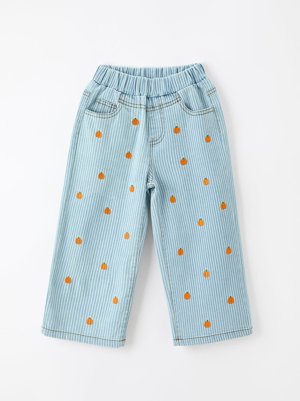 Rylee Faith Designs - Halloween Thanksgiving Pumpkin Embroidered Girls Flare Pants