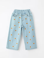 Rylee Faith Designs - Halloween Thanksgiving Pumpkin Embroidered Girls Flare Pants
