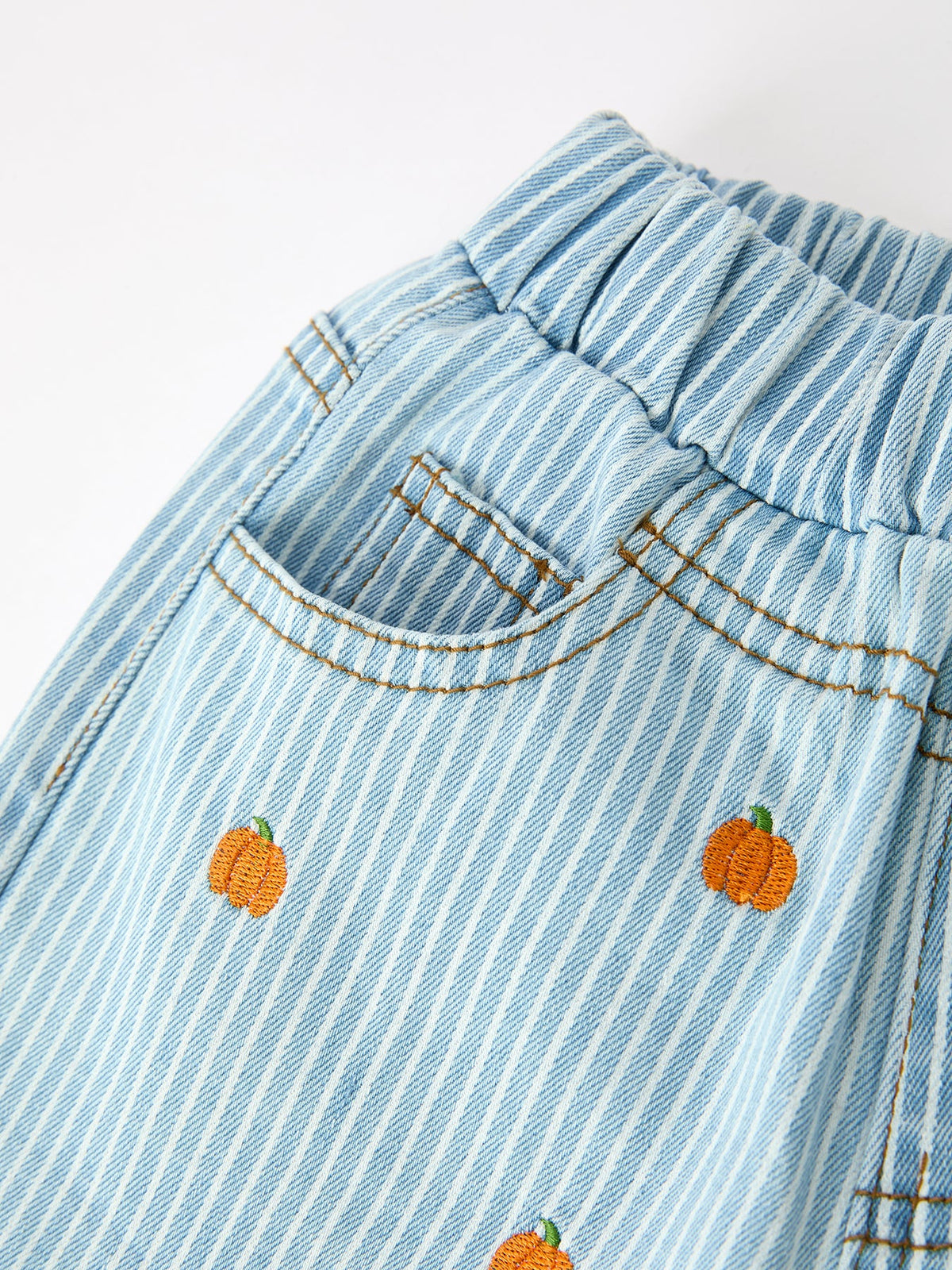 Rylee Faith Designs - Halloween Thanksgiving Pumpkin Embroidered Girls Flare Pants - alternate view 3
