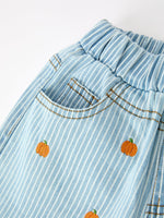 Rylee Faith Designs - Halloween Thanksgiving Pumpkin Embroidered Girls Flare Pants - alternate view 3