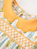 Rylee Faith Designs - Fall Smocked Floral & Stripe Baby Girl Romper with Scallop Collar - alternate view 3