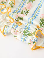 Rylee Faith Designs - Fall Smocked Floral & Stripe Baby Girl Romper with Scallop Collar - alternate view 4