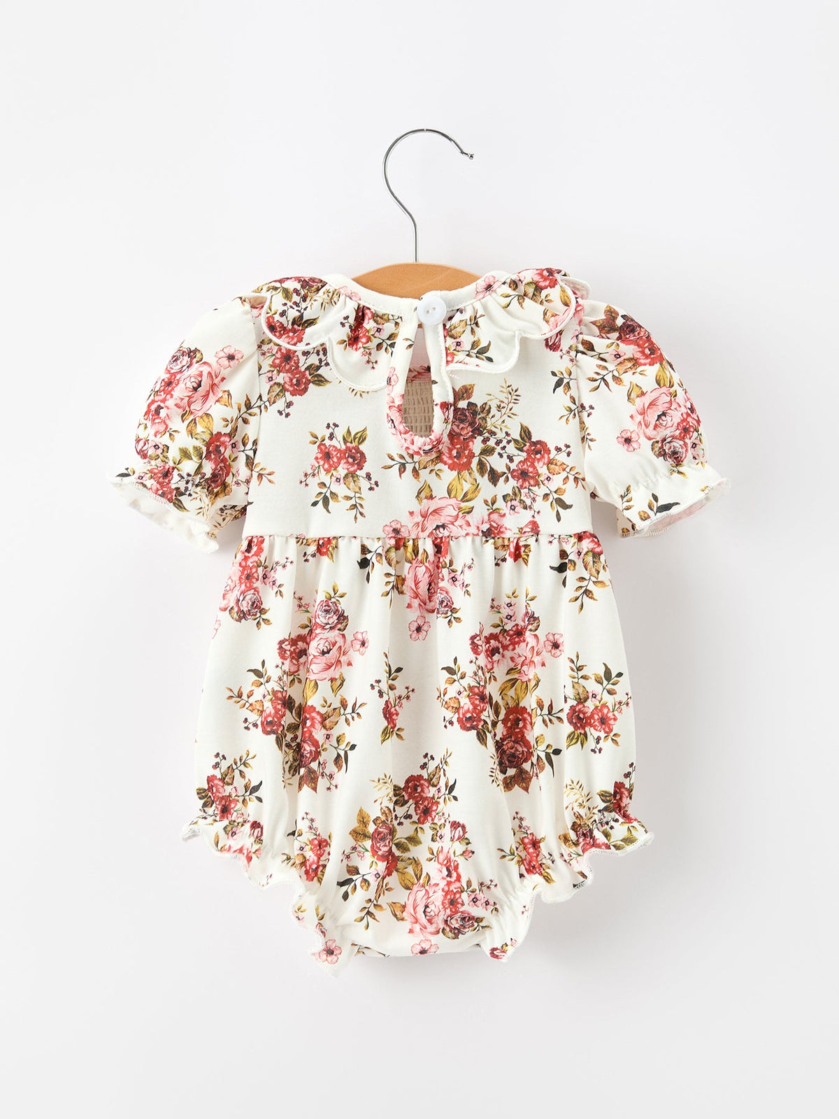 Rylee Faith Designs - Fall Garden Baby Romper Smocked Petal Collar Bow - alternate view 2