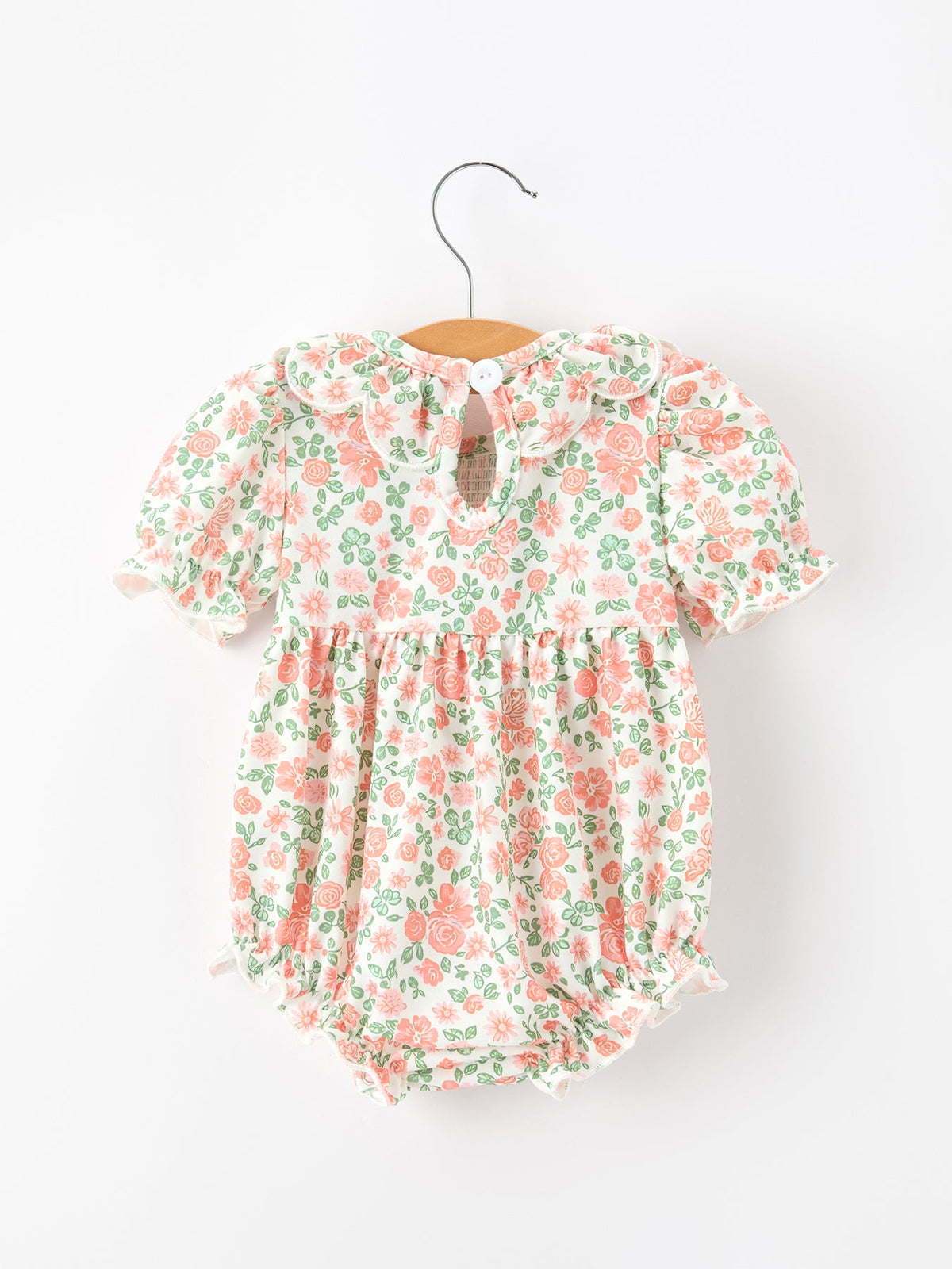 Rylee Faith Designs - Fall Blush Floral Baby Romper Smocked Petal Collar - alternate view 2