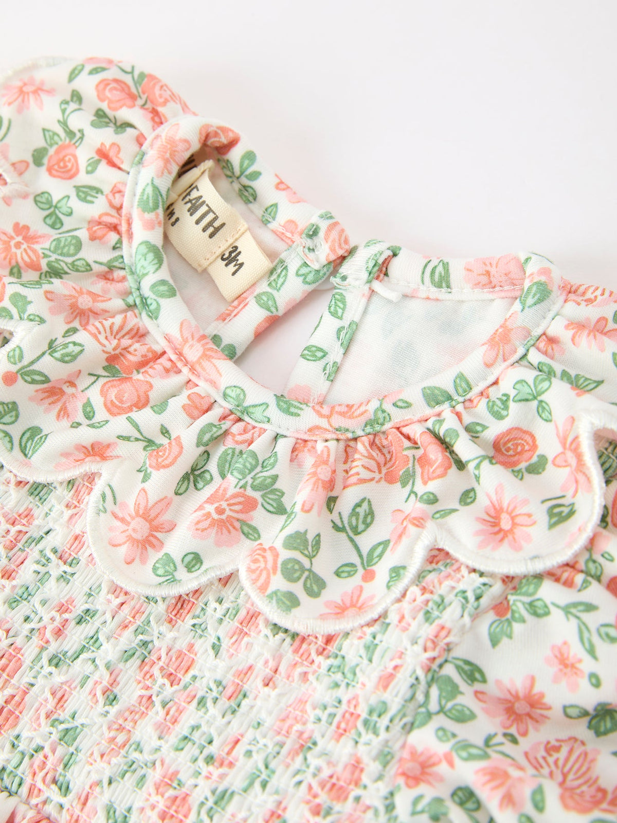 Rylee Faith Designs - Fall Blush Floral Baby Romper Smocked Petal Collar - alternate view 3