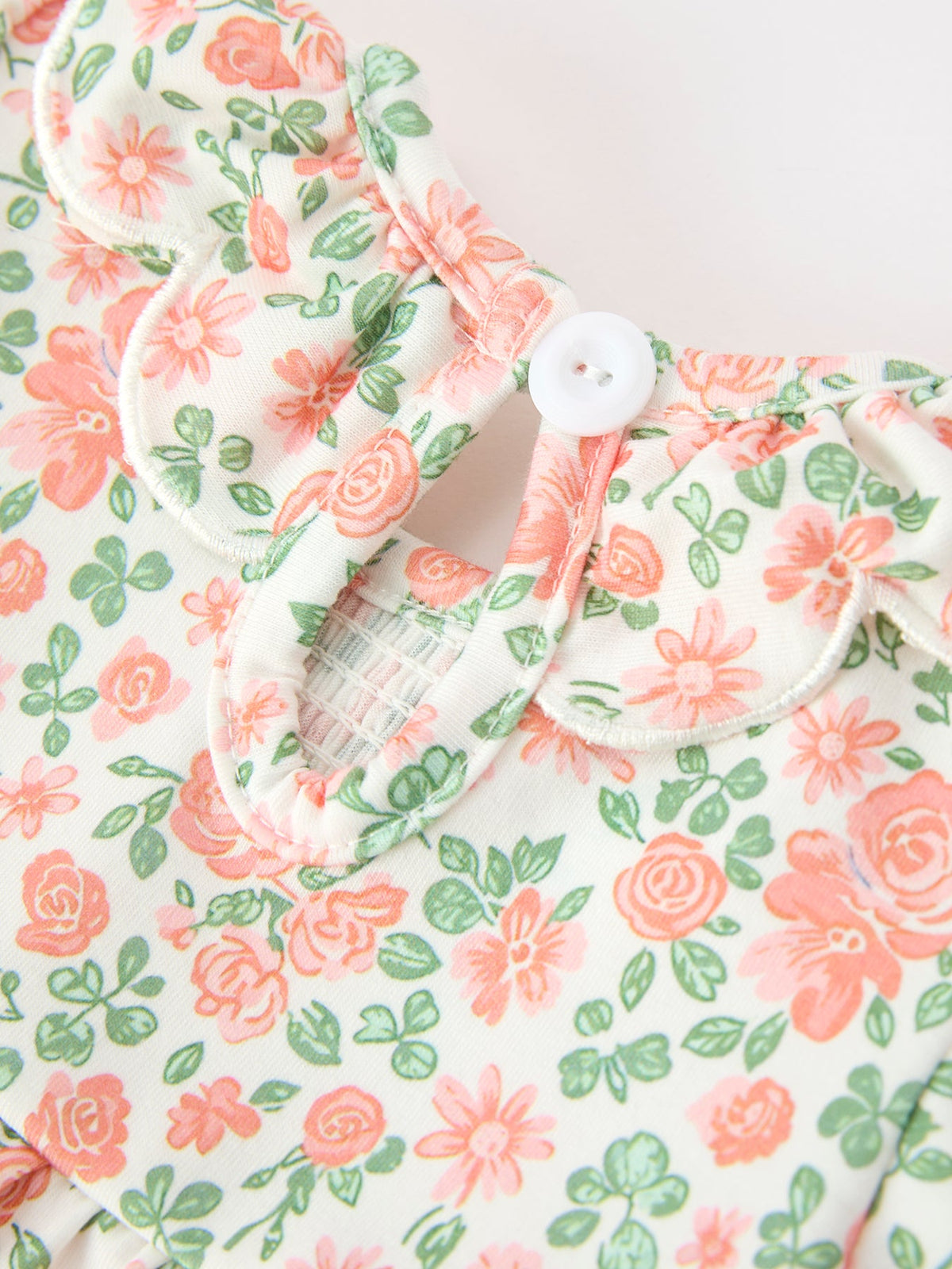 Rylee Faith Designs - Fall Blush Floral Baby Romper Smocked Petal Collar - alternate view 5