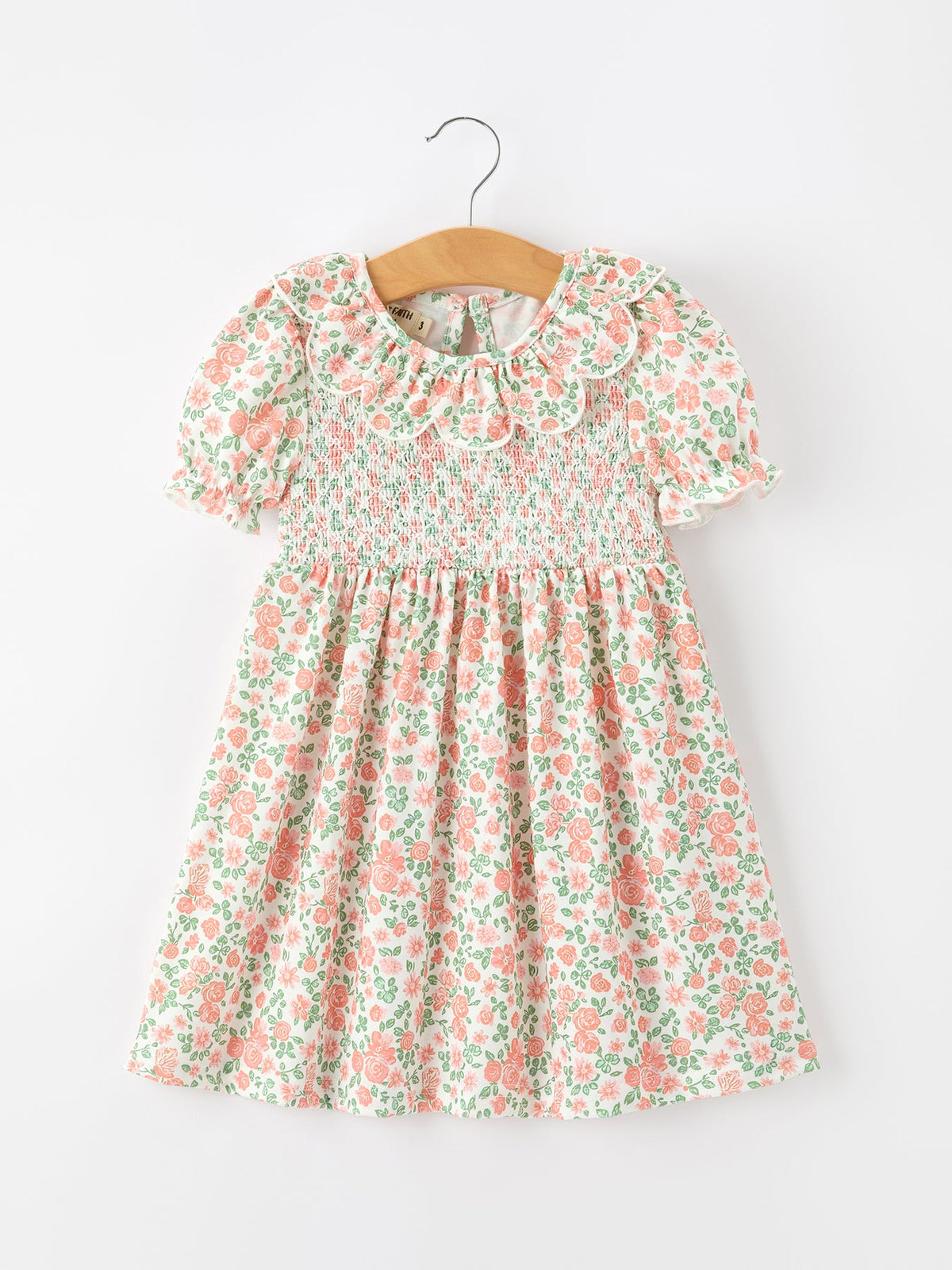 Rylee Faith Designs - Fall Blush Floral Girls Dress Smocked Petal Collar