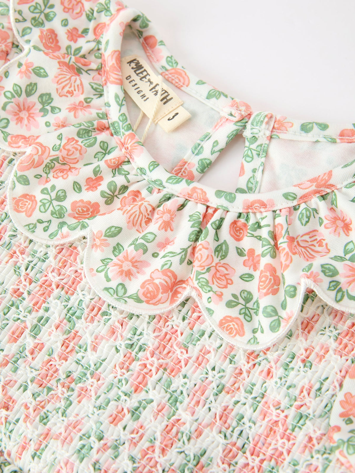 Rylee Faith Designs - Fall Blush Floral Girls Dress Smocked Petal Collar - alternate view 3