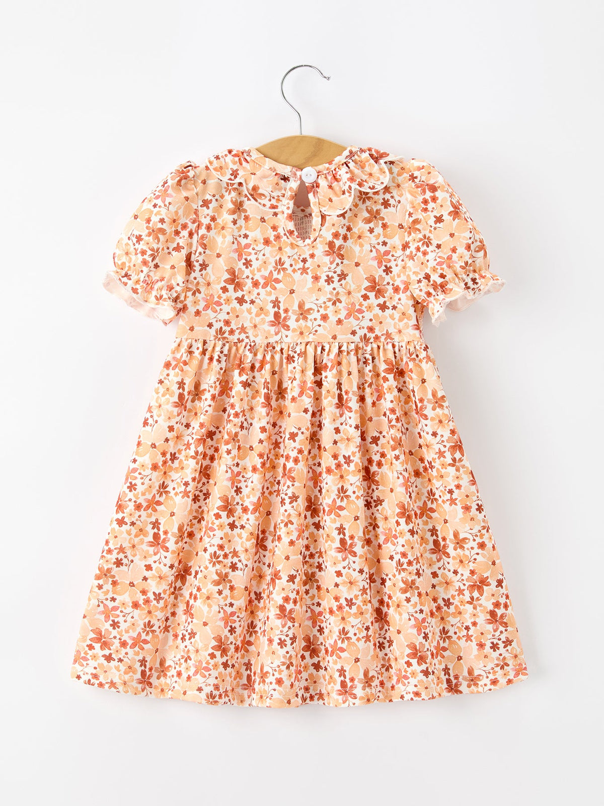 Rylee Faith Designs - Fall Rust Floral Baby Girls Dress Smocked Petal Collar - alternate view 2