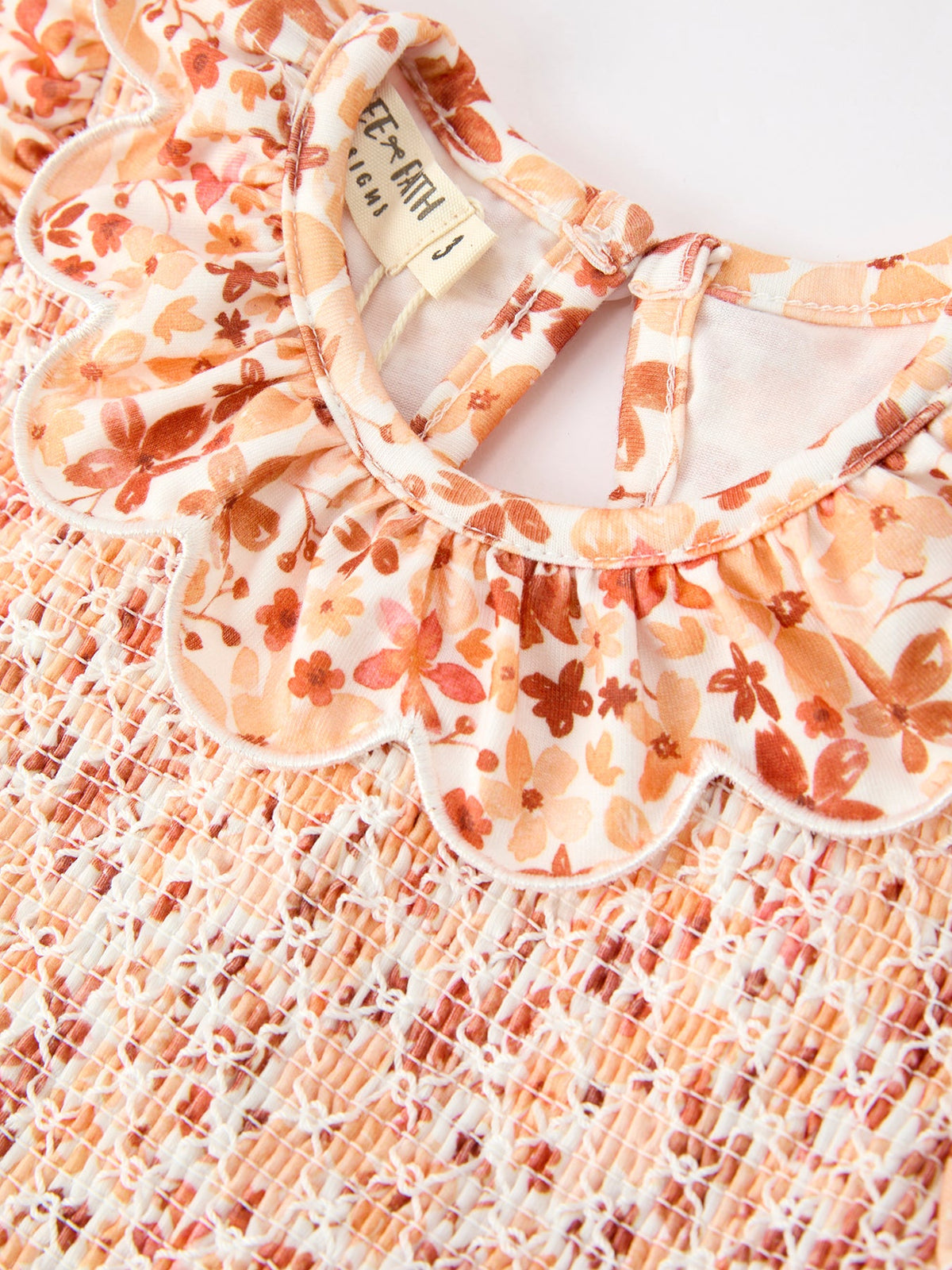Rylee Faith Designs - Fall Rust Floral Baby Girls Dress Smocked Petal Collar - alternate view 3