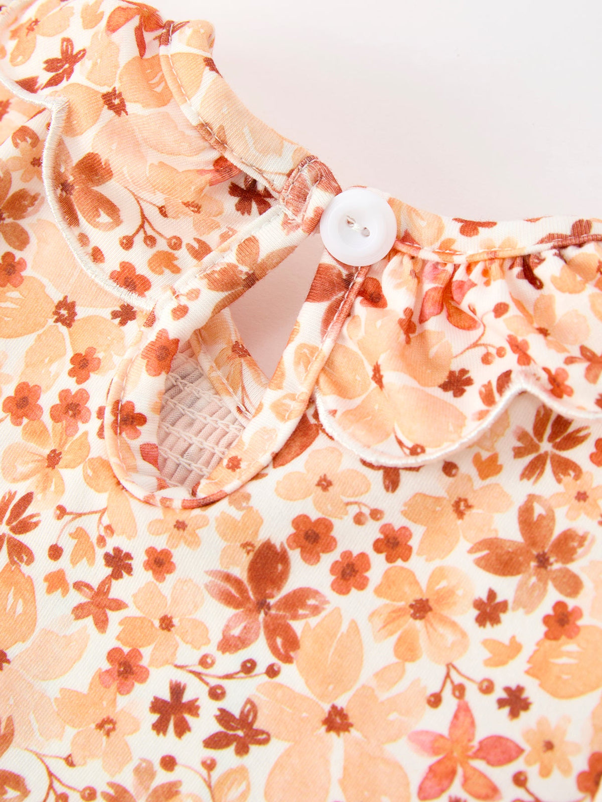 Rylee Faith Designs - Fall Rust Floral Baby Girls Dress Smocked Petal Collar - alternate view 4