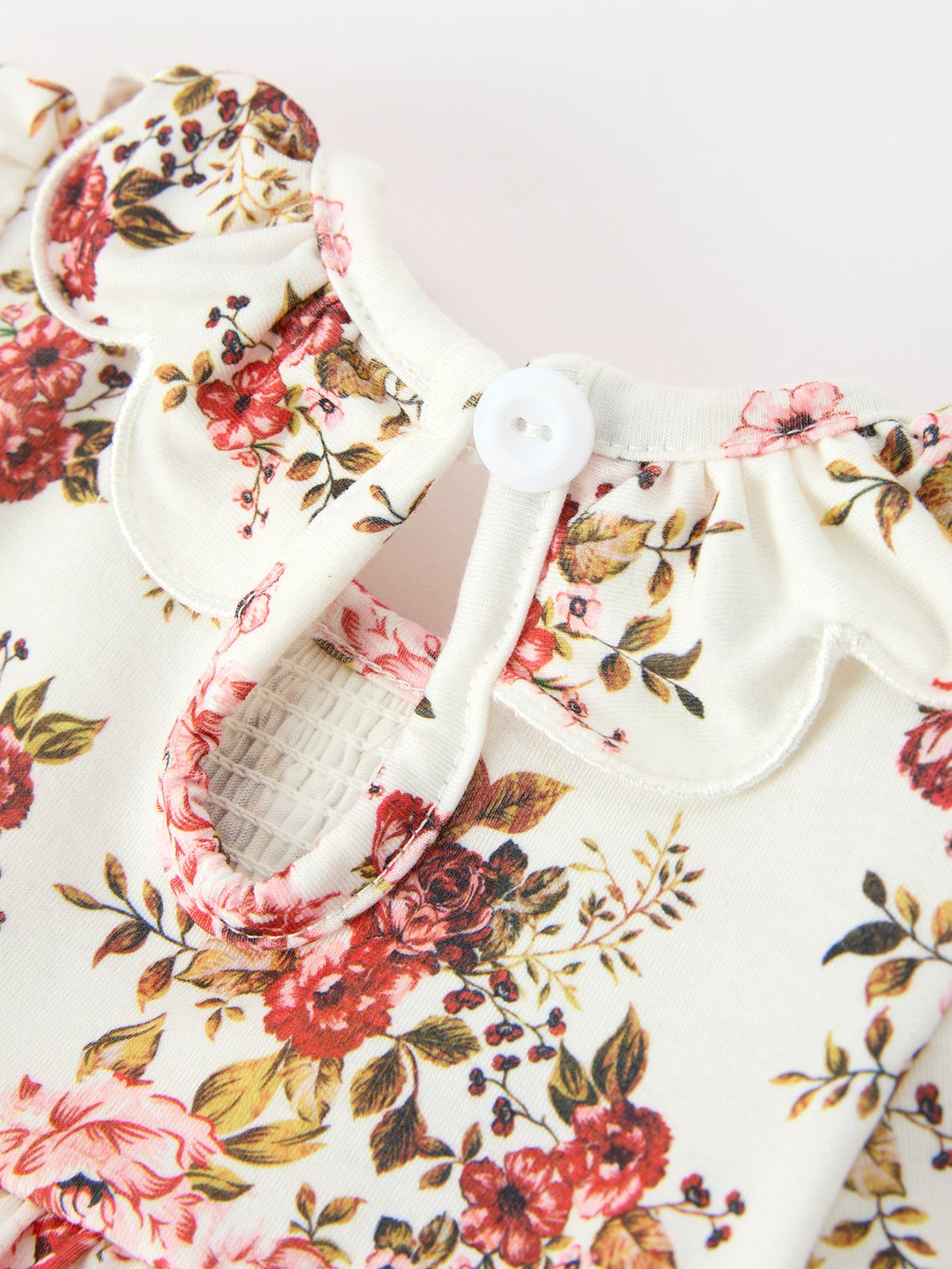 Rylee Faith Designs - Fall Garden Baby Romper Smocked Petal Collar Bow - alternate view 5