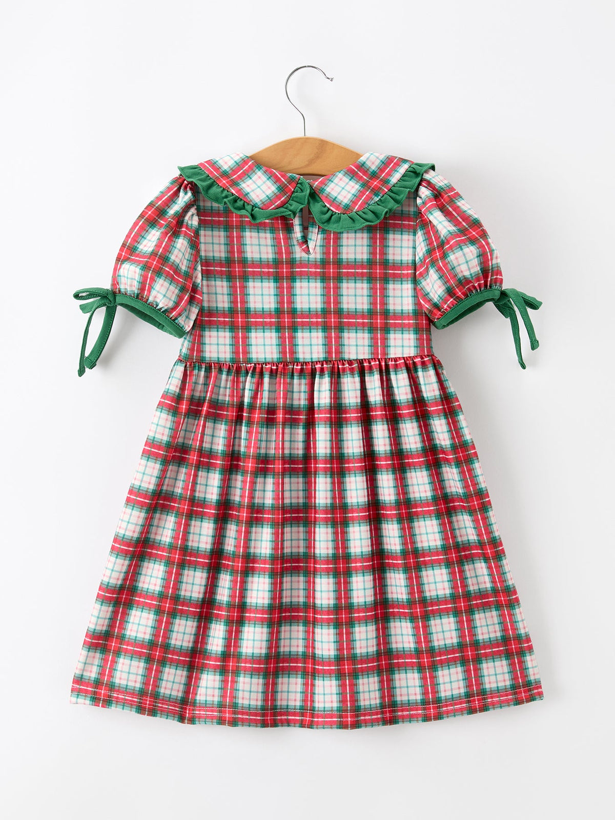 Rylee Faith Designs - Christmas Tree Plaid Girls Dress Petals Collar Ruffle - alternate view 2