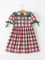 Rylee Faith Designs - Christmas Tree Plaid Girls Dress Petals Collar Ruffle - alternate view 2